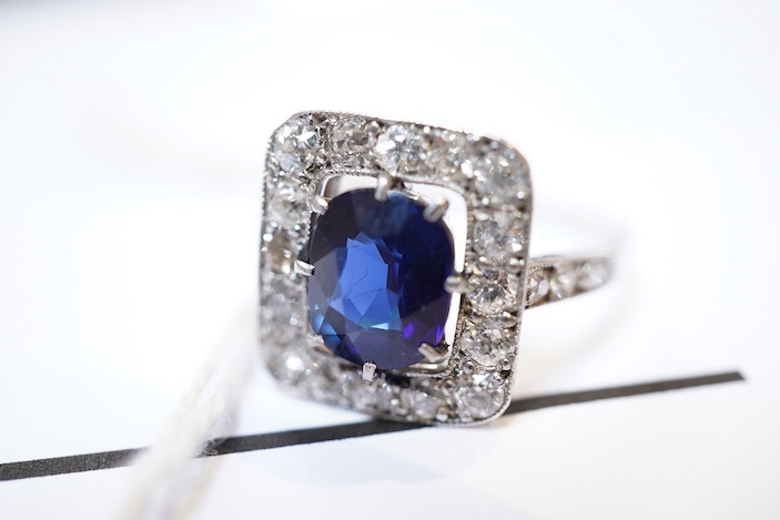 An Art Deco sapphire and diamond ring, 1920s